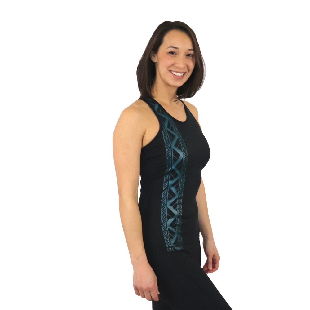 Black with Mesh Yoga Tank Polynesian Samoan Tattoo